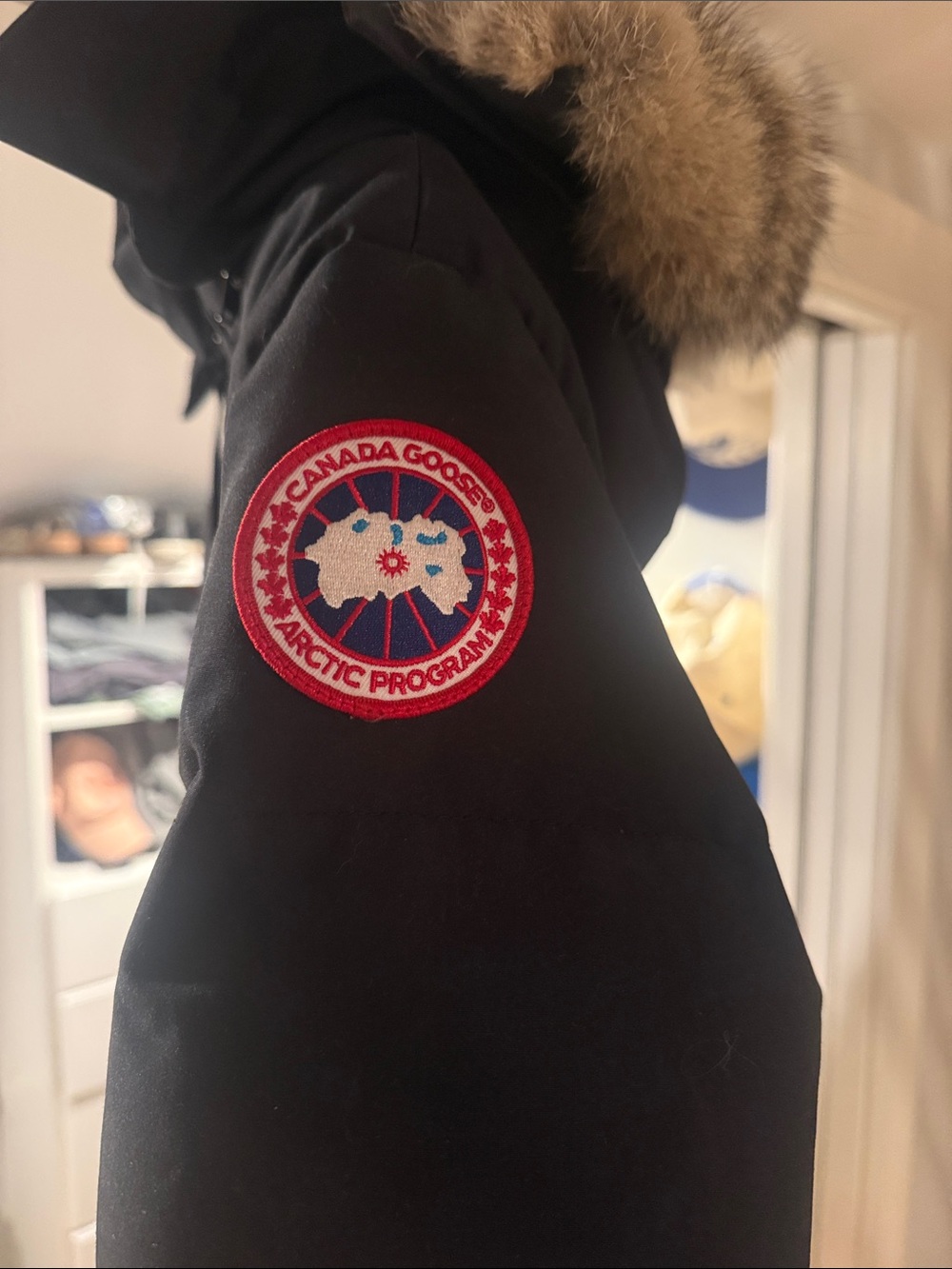 Canada Goose Black Women's Puffer Jacket with Fur-Trim Hood